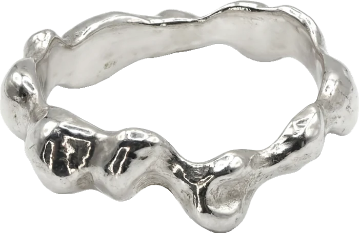 Organic silver wedding band