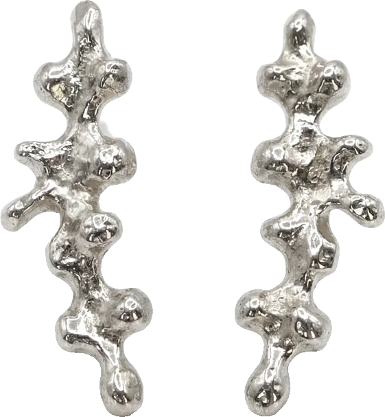 A matching pair of coral shaped silver earrings