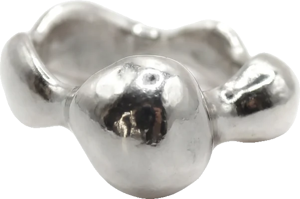 Polished silver bubble ring